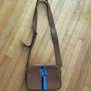 Leatherology monogrammed camera crossbody bag